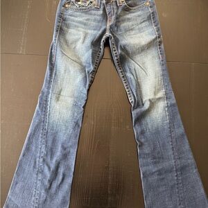 True Religion Vintage Women's Blue Flared Jeans